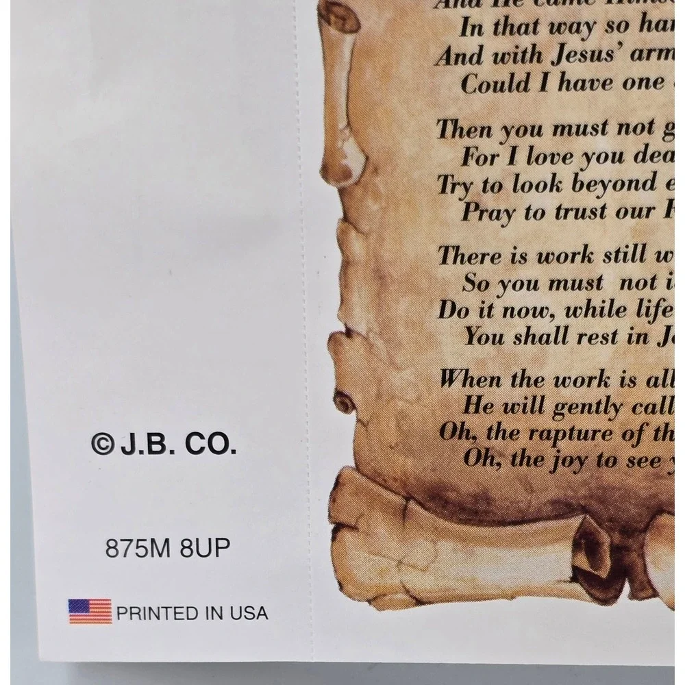 Safely Home Memorial Poem Sheets 8-Up Scroll Design 875M 8UP USA Made 15 ct.